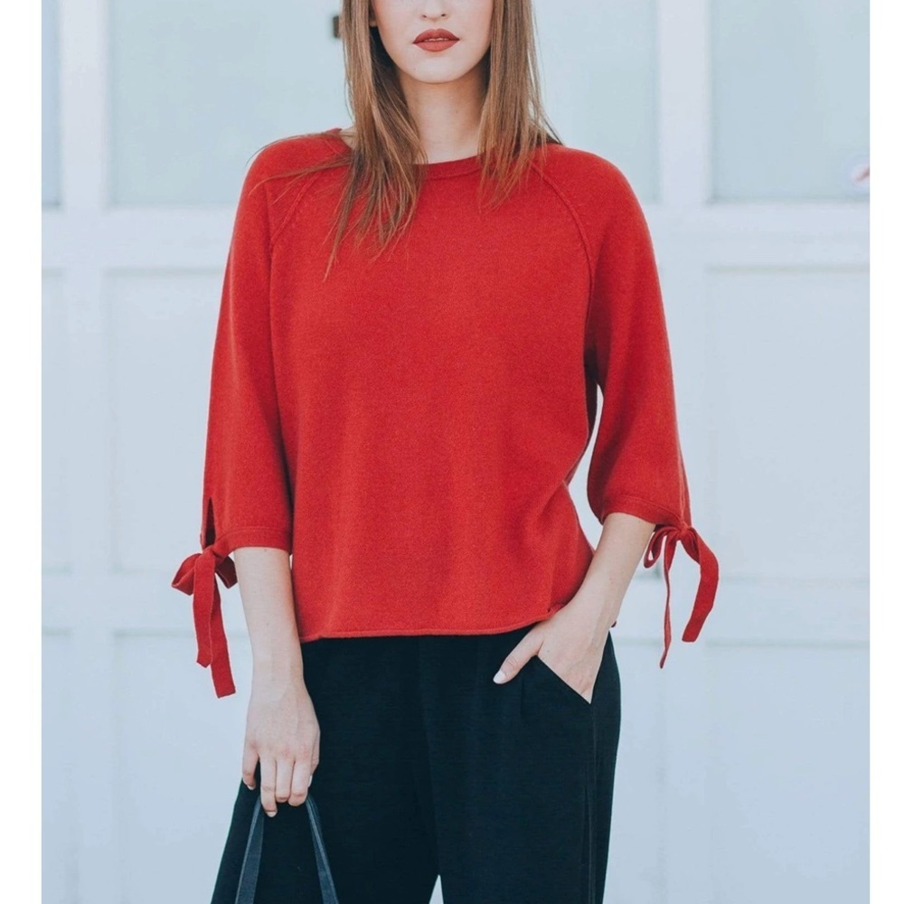 Velvet by Graham & Spencer Nicolette Cashmere Tie-Sleeve Sweater - Picture 9 of 9